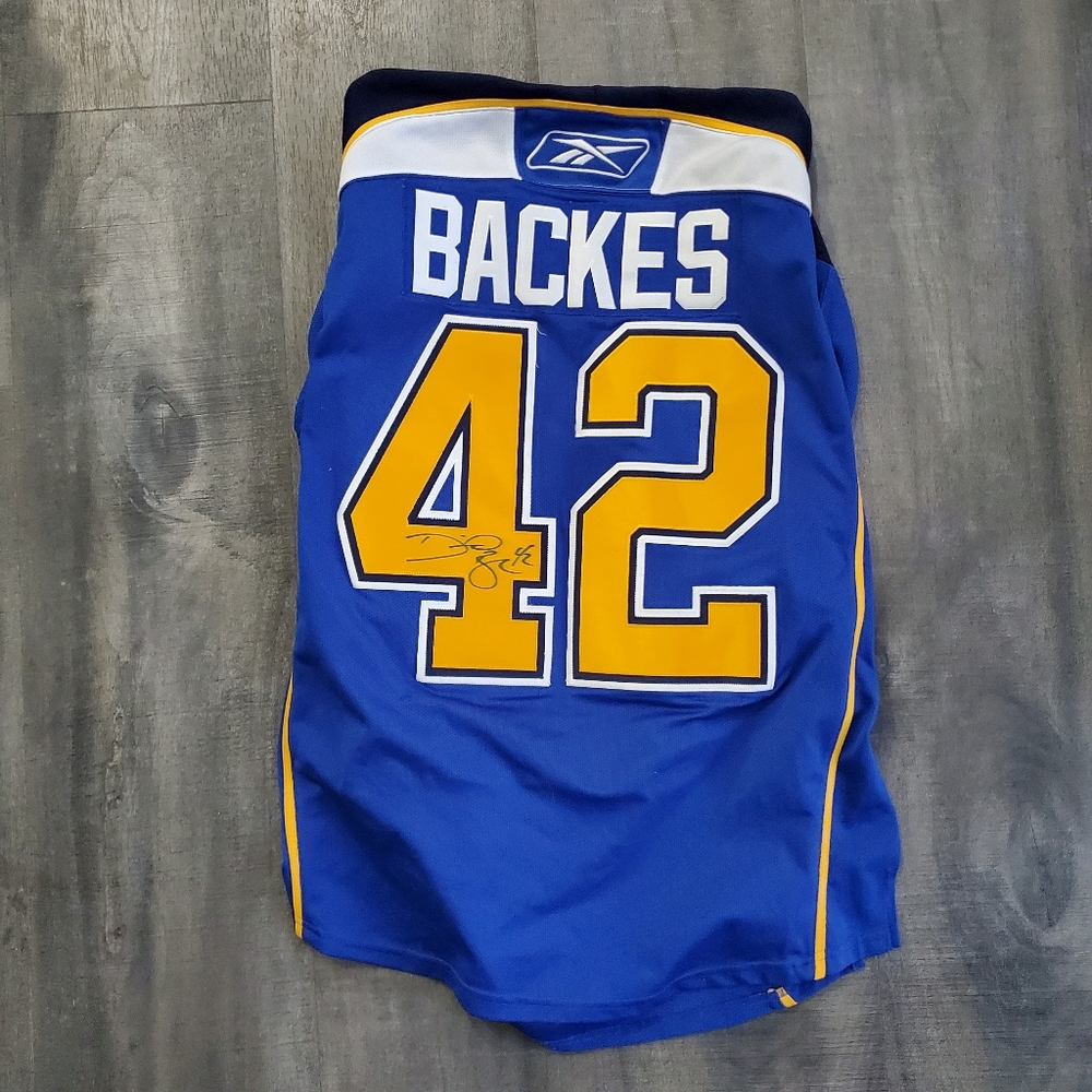 David Backes Reebok Autograph Jersey, Medium, St. Louis Blues